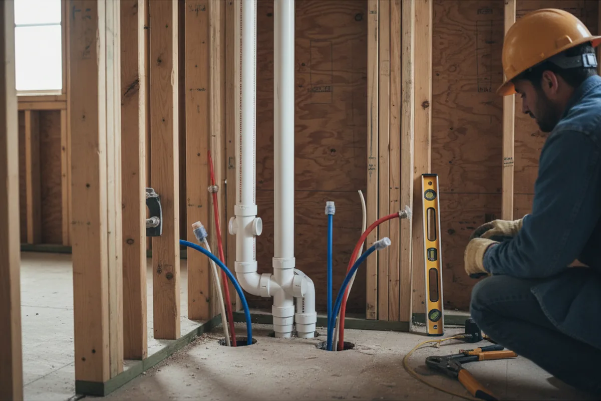 Drain and supply rough-in during Drain Cleaning in Cascadia