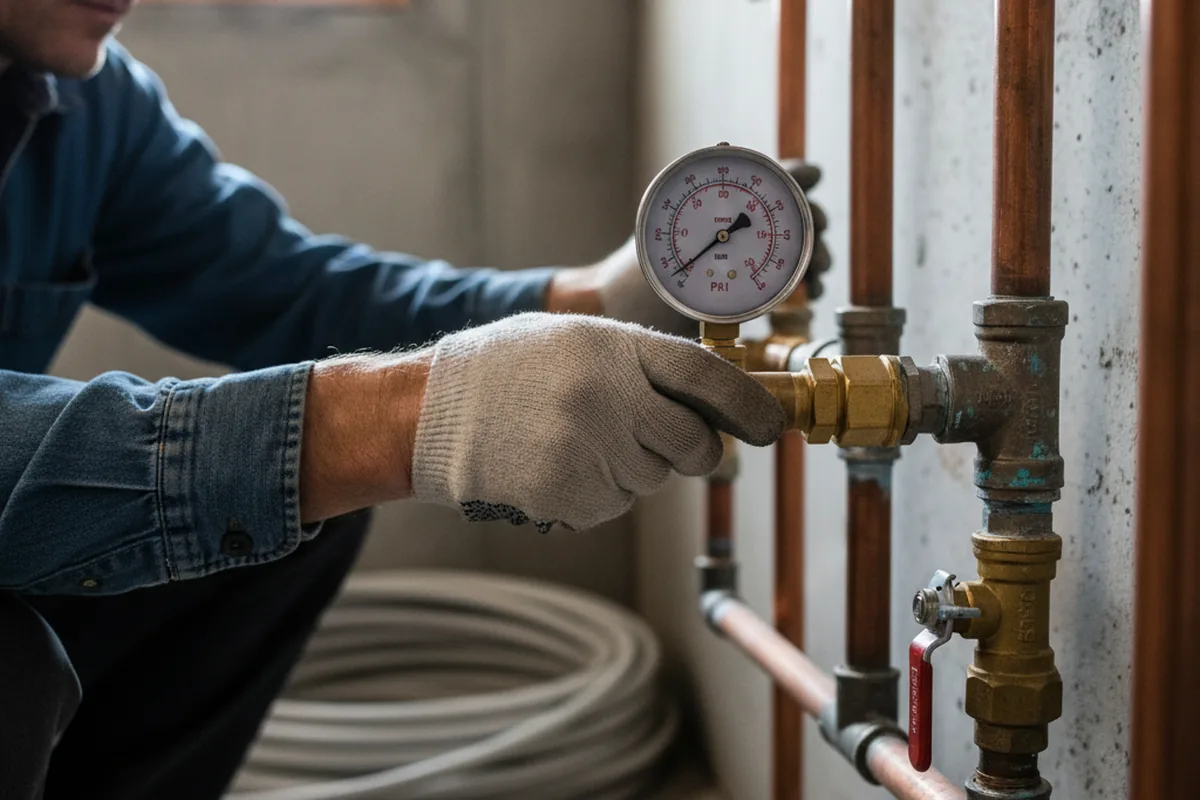 Pressure testing a repaired line during Water Line Repair in Cascadia